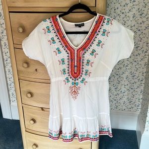 White dress or coverup with beading detail